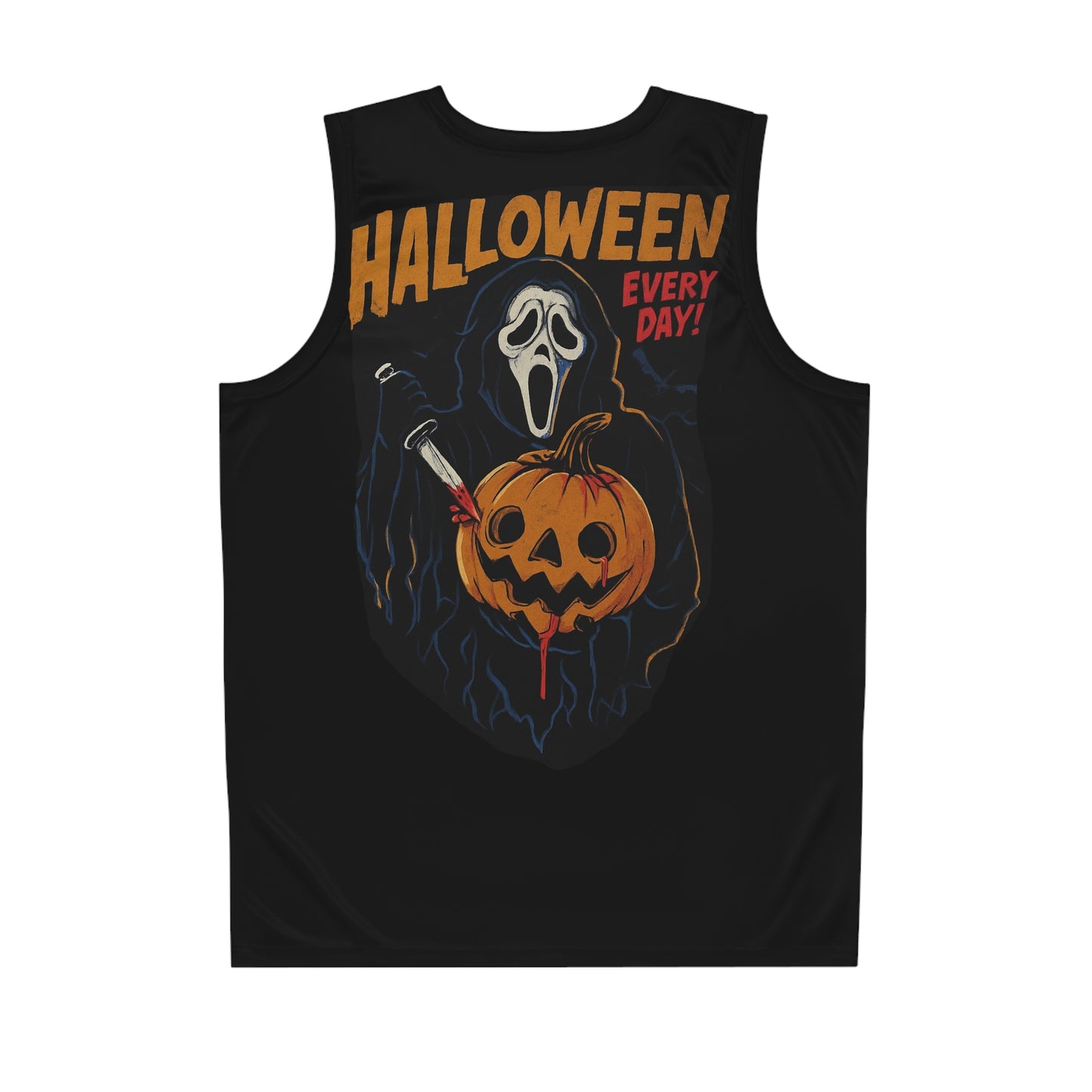 Spooky Halloween Basketball Jersey, AOP Jersey, Ghost Pumpkin Sportswear, Horror Fan Apparel, Unique Gift for Halloween Lovers