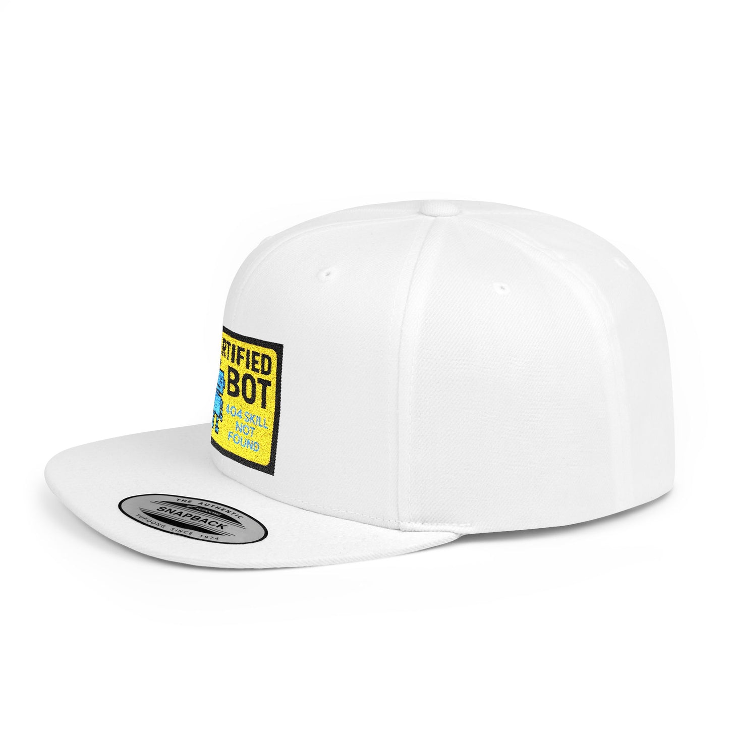 Certified Bot Flat Bill Snapback Hat - Trendy Cap for Tech Lovers, Fun Gift for Gamers, Casual Wear, Gift for Him, Geek Fashion